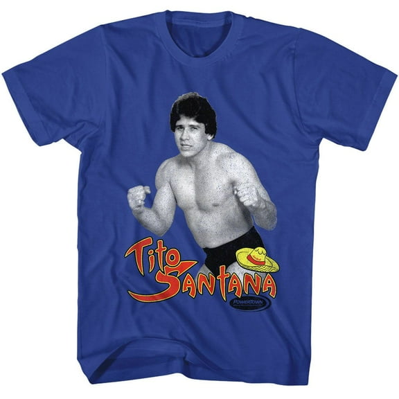 Powertown Tito Santana Sombrero Men's T Shirt (Blue, Adult5XL)