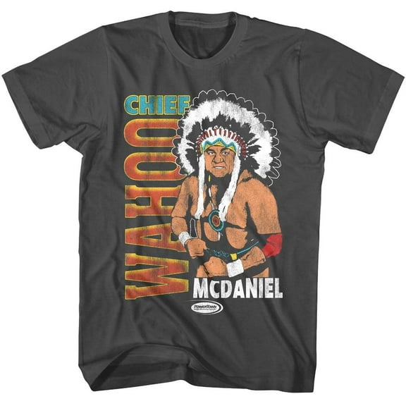 Powertown Chief Wahoo McDaniel Men's T Shirt (Charcoal, AdultXL)