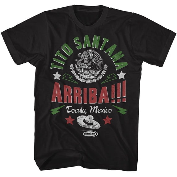 Powertown Wrestling Tito Santana Mexico Black Adult T-Shirt 2Xl