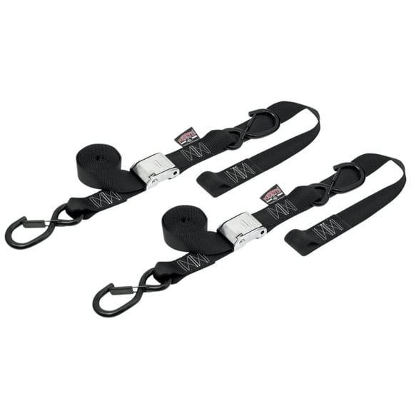 Powertye 1.5" Cam Buckle w/safety-Latch Hooks & Black Soft-Tye (29622-S)