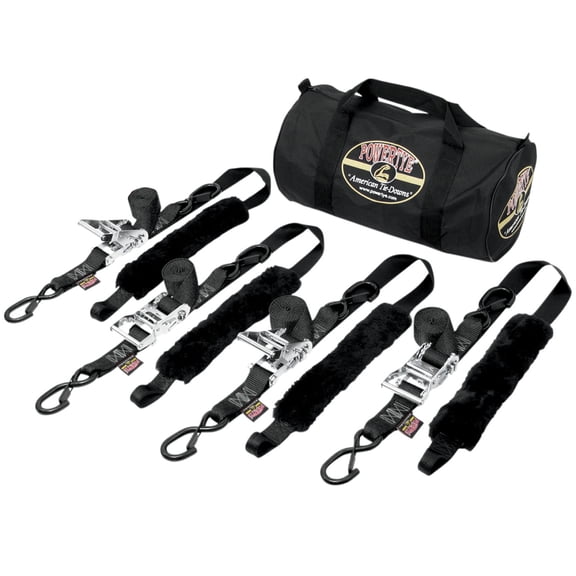 Powertye Fat Strap 4-pc 1.5" Deluxe Black Tie-Down Trailer Kit (TRAILERKIT-82)