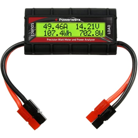 Powerwerx Watt Meter-PP, DC Inline Power Analyzer, 45A Continuous, 12 Gauge with Anderson Powerpole Connectors