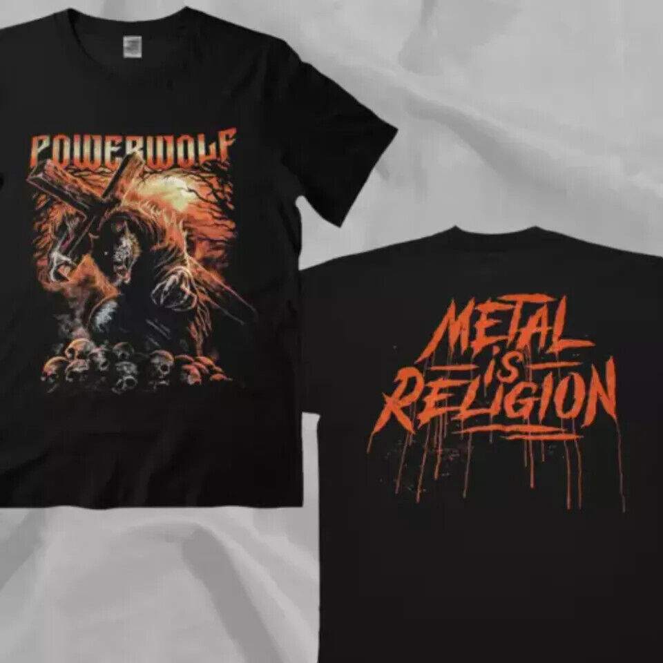 Powerwolf Band Retro Style Rare Vintage Double Sided Full Size TShirt