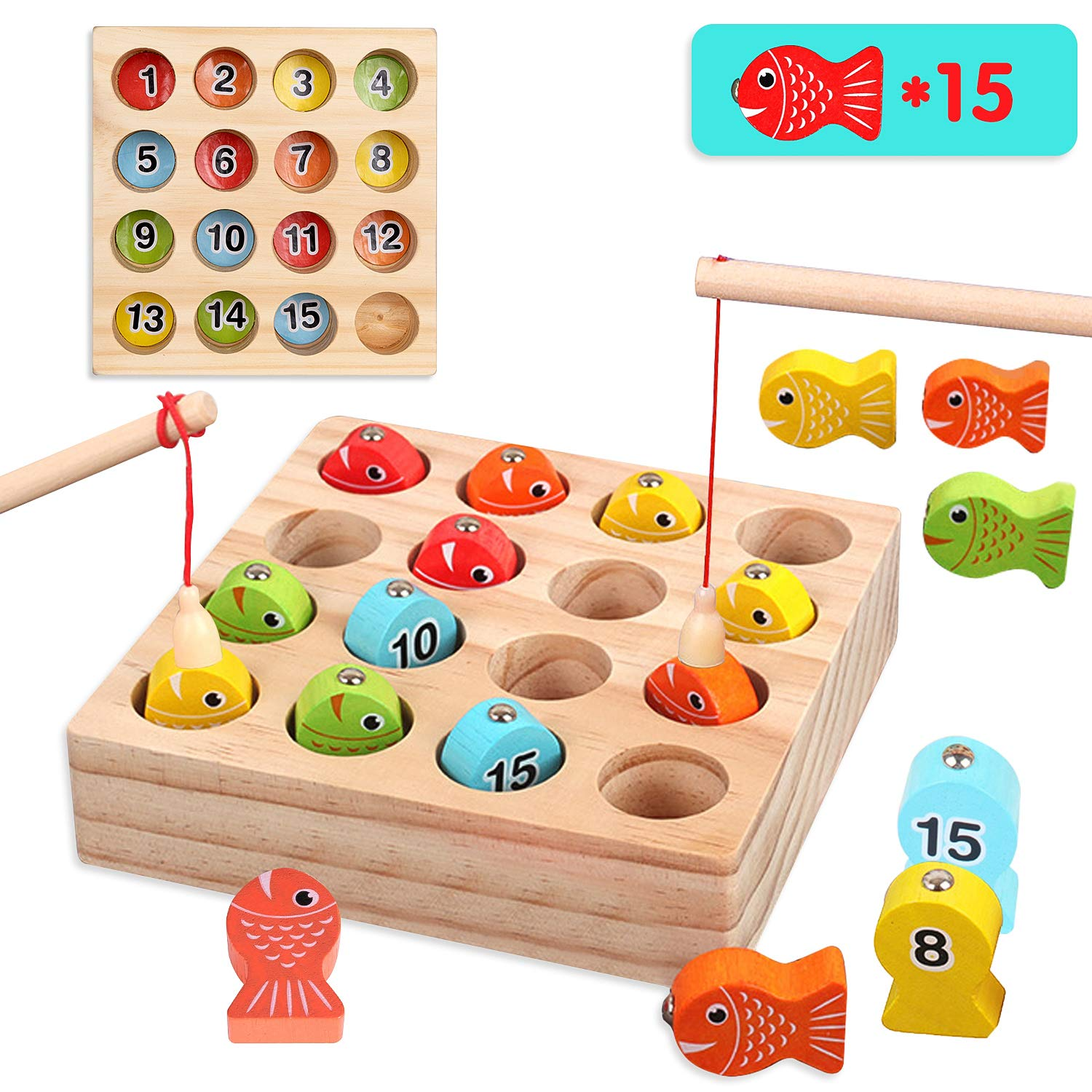 Aitey Fishing Game Toddler Toys Wooden Fishing Pole Set for 2 3 4 5 Year Old  and Up Boy Girl Gifts: Buy Online at Best Price in UAE 