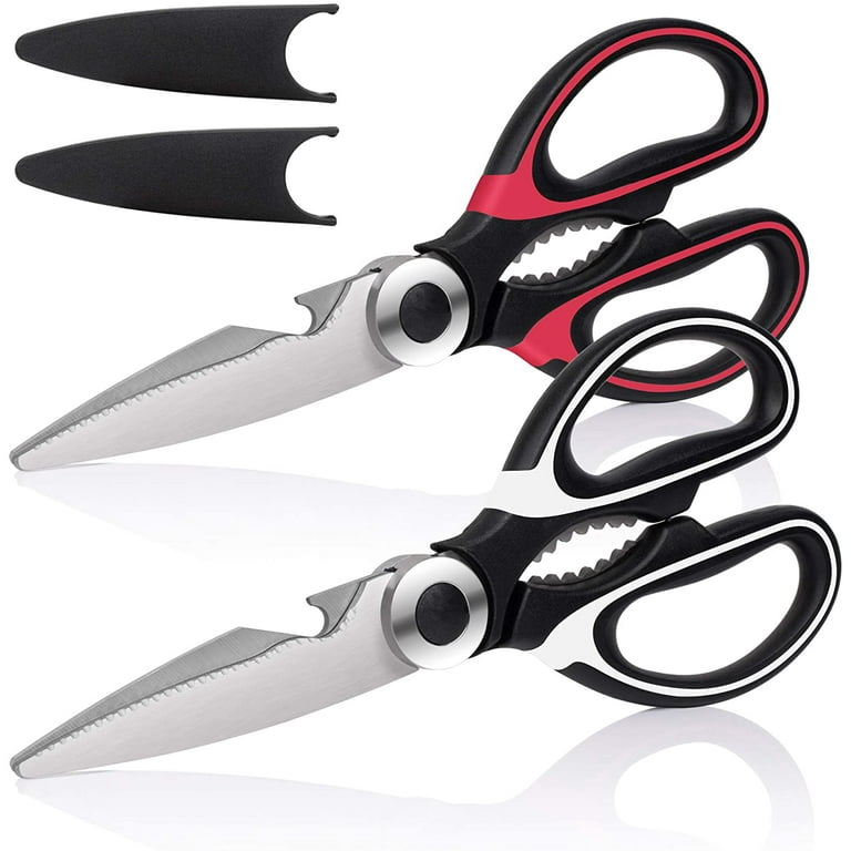 Powiller 2 Pack Kitchen Scissors， Kitchen Shears Multipurpose Stainless  Steel Sharp Cooking Scissors for Kitchen， Chicken， Poultry， Fish， Meat，  Herbs 