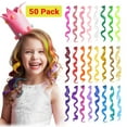 thumbnail image 1 of Powiller 24 Pcs Colored Hair Extensions for Kids, Crazy Hair Day Accessories, Rainbow Clip in Hair Extensions for Girls, 1 of 7