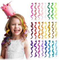 Powiller 24 Pcs Colored Hair Extensions for Kids, Crazy Hair Day Accessories, Rainbow Clip in Hair Extensions for Girls