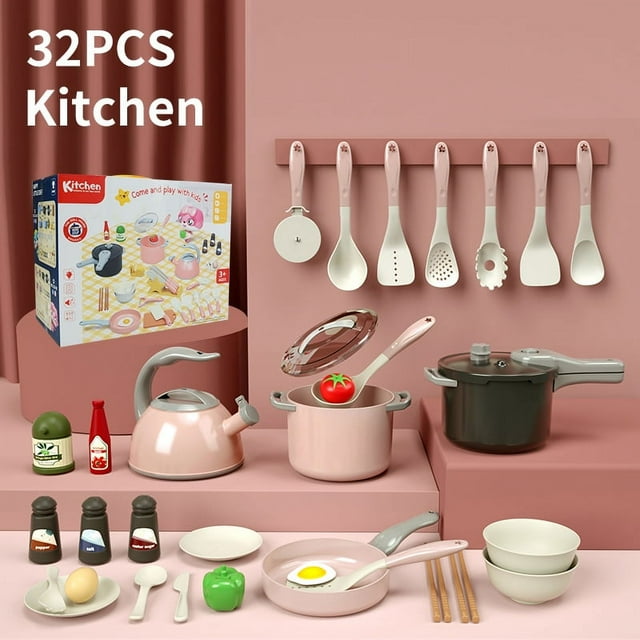 Powiller Kids Play Kitchen Accessories Set Pretend Play Cookware Toy