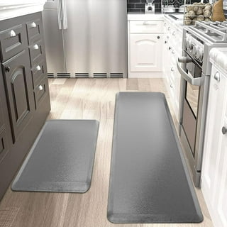 Kitchen rugs,Non Slip Kitchen Floor Mat,Comfort Mat for Kitchen,Anti Fatigue  Runner Standing Rug Set of 2,17.5x30+17.5x60, Black 