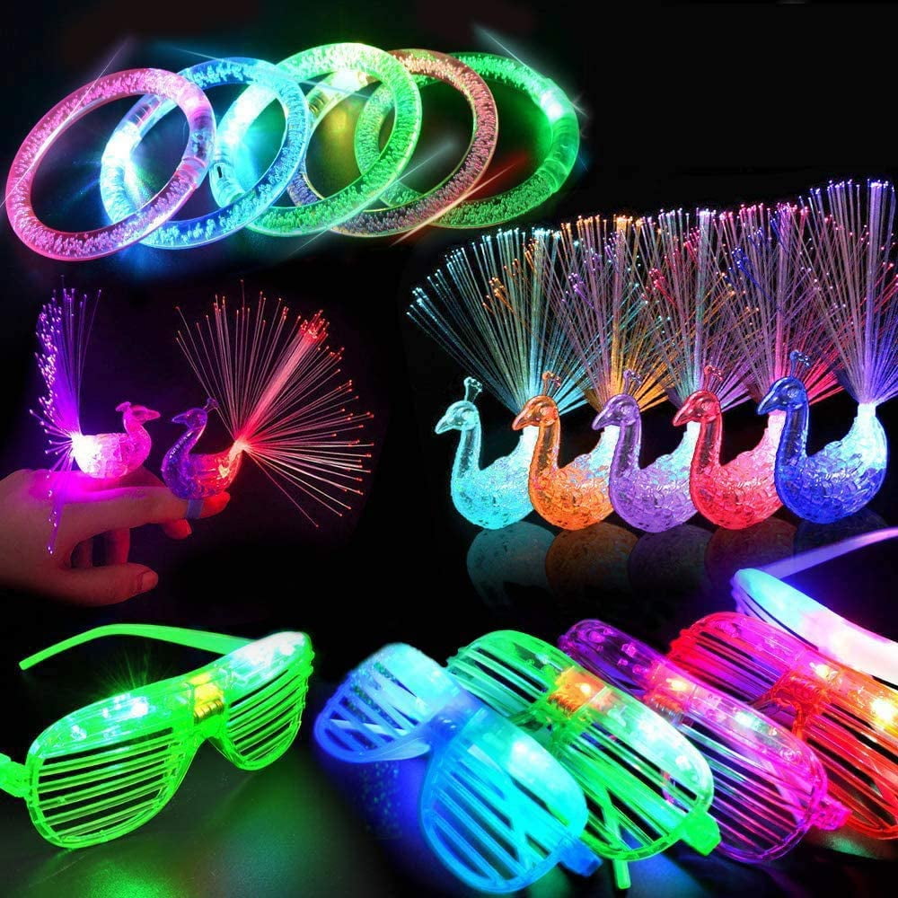 79pcs Flashing LED Party Supplies Set- Bracelets, Finger Light, Glasse –  Centauri Party