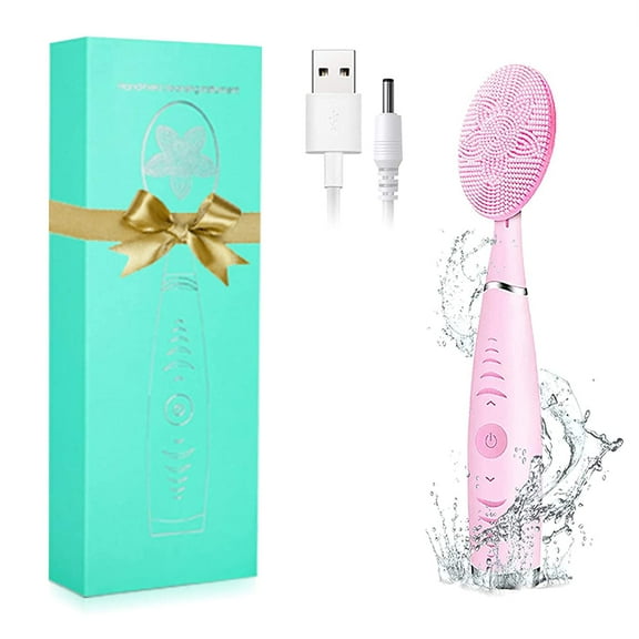Powiller Sonic Facial Cleansing Brush,Waterproof Sonic Rechargeable Face Scrubber Brush with 5 Speeds