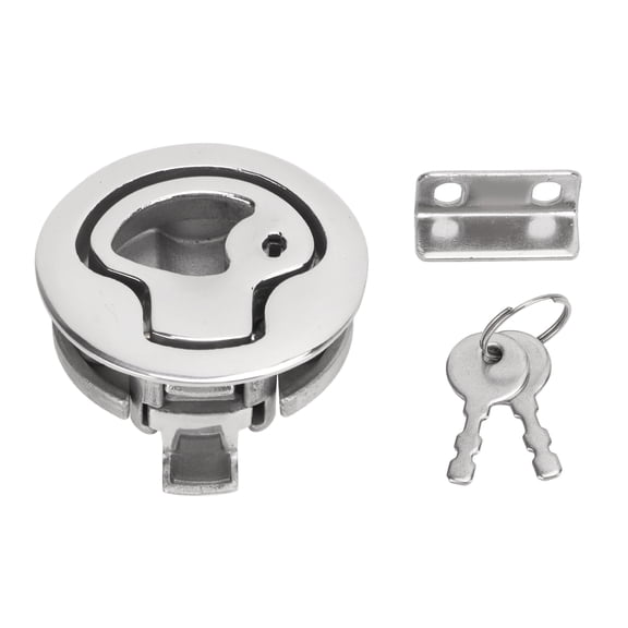 Powkky 2in Boat Door Hatch Lock Round Locking Style 316 Stainless Steel Flush Pull Slam Latch for RV Marine Home