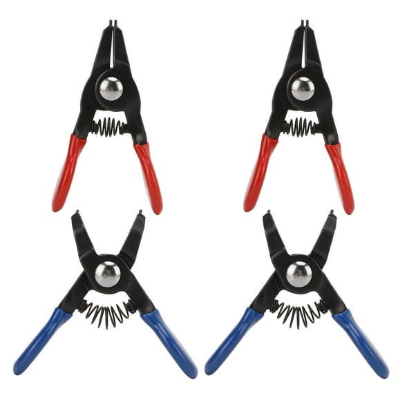 Powkky 4pcs Mini Snap Ring Plier Set Universal Metal Spring Loaded Durable for Internal External Circlip