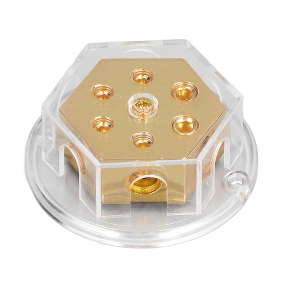 Powkky Distribution Block Ground Wire Negative Splitter 2x0 Gauge in 4x4 Gauge Out Fuse Holder for Car Audio Amp