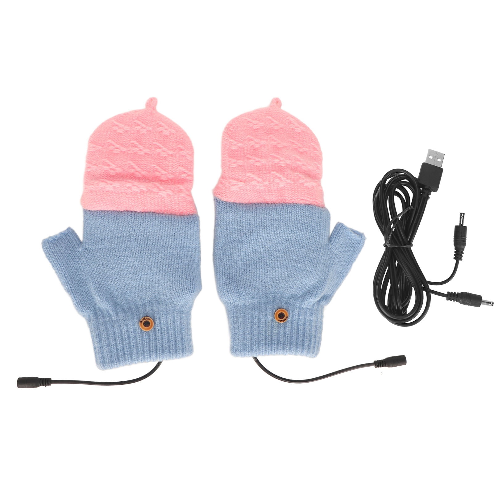 Powkky USB Heating Gloves Full Finger Half Fingerless Double Sided