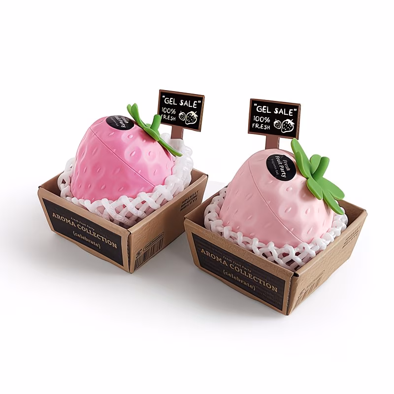 thumbnail image 1 of Powmok Strawberry Shape Solid Air Freshener (2PCS), Sweet Scent Gel Fragrance for Home, Bathroom & Bedroom, Decorative Odor Eliminator, 1 of 11