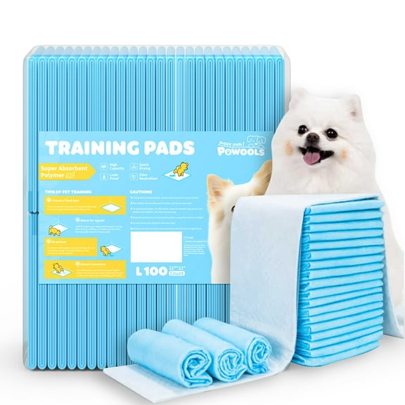 Powools Puppy Pads, Large 22" x 22", Super Absorbent 6-Layer Dog Pads, 100 Count