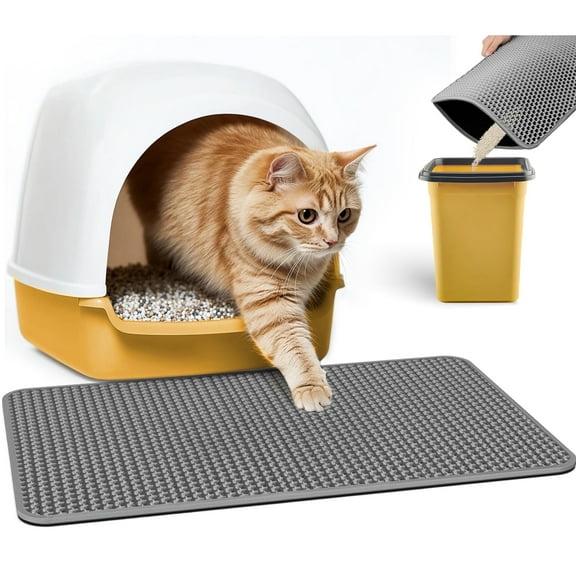 Powools Cat Litter Mat Litter Trapping Mat - 24'' × 15'' Water-Resistant, Urine-Proof, Non-Slip Litter Box Mats