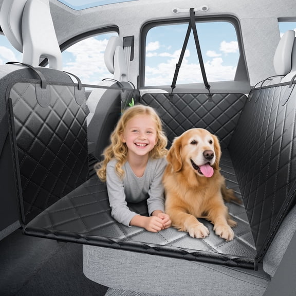 Powools Dog Car Seat Cover for Back Seat, 51.5" × 24", Heavy-Duty, Water-Resistant, Non-Slip Dog Hammock for Back Seat, Fits Trucks & SUVs
