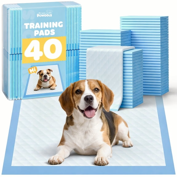 Powools Puppy Pads, 22" x 22" Large Dog Pee Pads for Potty Training, Super Absorbent 6-Layer Leak-Proof Wee Wee Pads, 40 Count