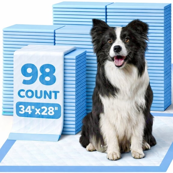 Powools Puppy Pads, Extra Large, 6-Layer Leak-Proof and Super Absorbent, 98 Count, 34” x 28”