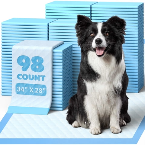 Powools Puppy Pads, Extra Large, 6-Layer Leak-Proof and Super Absorbent, 98 Count, 34” x 28”