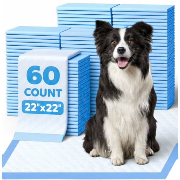Powools Puppy Pads, Extra Large, 6-Layer Leak-Proof and Super Absorbent, 60 Count, 22” x 22”