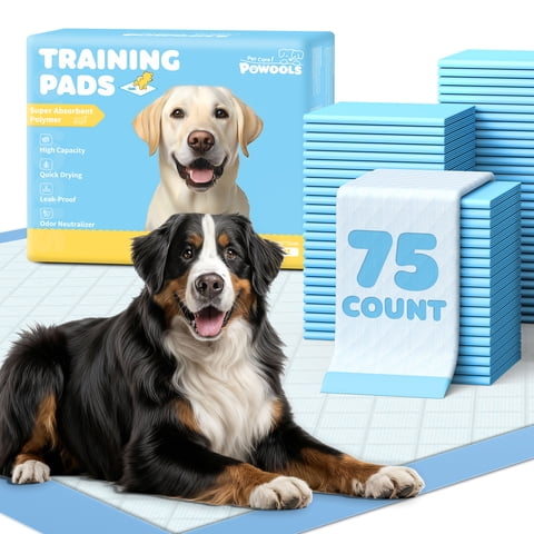 Powools XXL Puppy Pads, 38"28", 75 Count, Super Absorbent Pee Pads for Large Dogs with Leak-Proof Design
