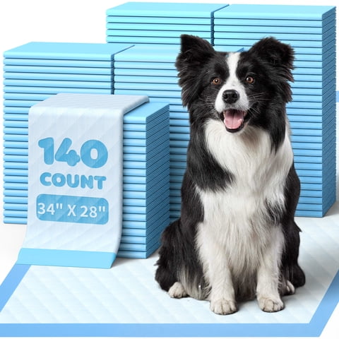 Powools Puppy Pads, Extra Large, 6-Layer Leak-Proof and Super Absorbent, 140 Count, 34” x 28”