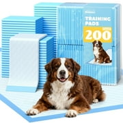 Powools Puppy Pads, 22" x 22" Large 6-Layer 200 Pack Dog Wee Wee Pads with Powerful Absorbency