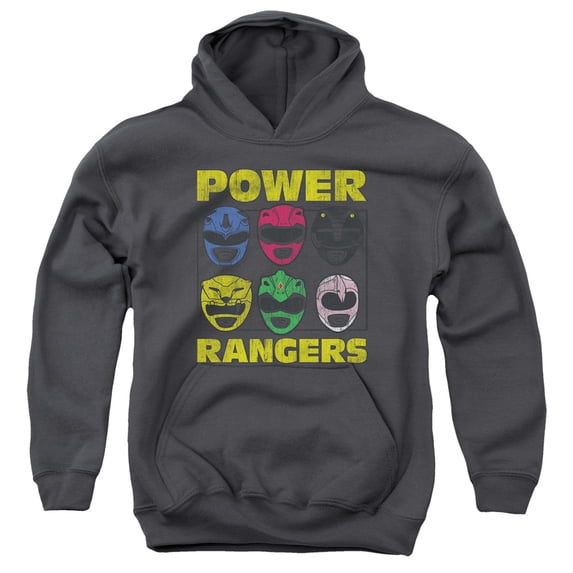 Powr Rangers - Ranger Heads - Youth Hooded Sweatshirt - Small