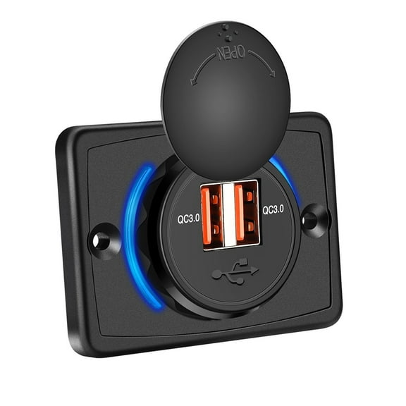 Powstation RV Modification Charger 12-24V 3.1A Dual USB Charger Power Outlet Accessories Camper Bus Boat QC3.0 PD3.0 Charger ,Easy to Use