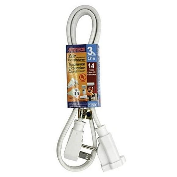 Powtech PT-3503WHT 14 Gauge 3ft White 1 Outlet Major Appliance Extension Cord