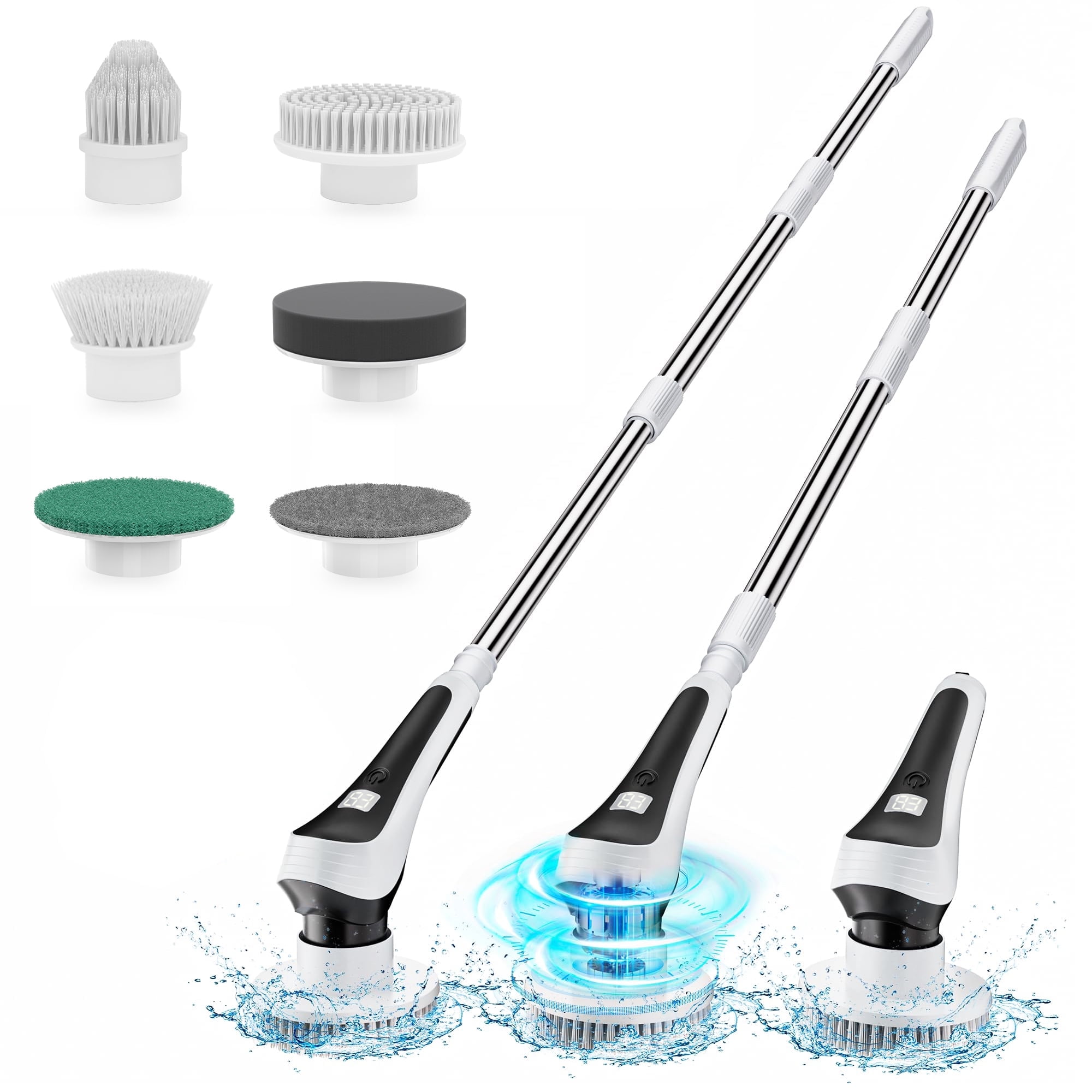 Powtree Electric Spin Scrubber Cordless Bathroom Cleaning Brush with