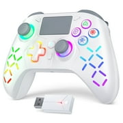 Powtree Wireless Controller for P5, with LED RGB Light Compatible with P5/P4/P3/Switch/PC (White)
