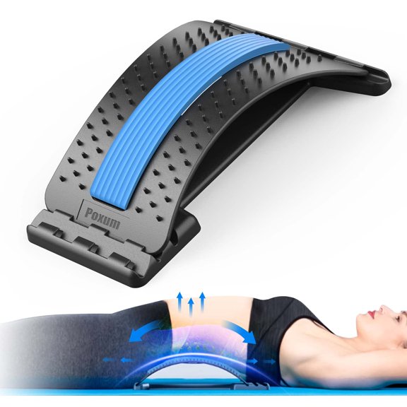 Poxum Back Stretcher for Lower Back Pain Relief, Back Cracker Board, Multi-Level Back Massager Lumbar, Spinal and Back Stretching Device for Spine Decompression, Herniated Disc, Sciatica Pain Relief