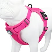 PoyPet Dog Harness Adjustable Soft Breathable Mesh Pet Harness No Pull Choke-Free Double Padded Vest for Small Medium and Large Dogs,Fuchsia XL