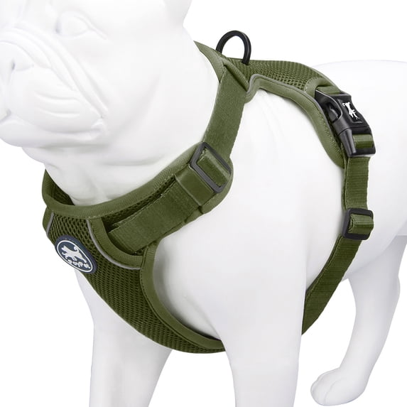 PoyPet Dog Harness Adjustable Soft Breathable Mesh Pet Harness No Pull Choke-Free Double Padded Vest for Small Medium and Large Dogs, Green L