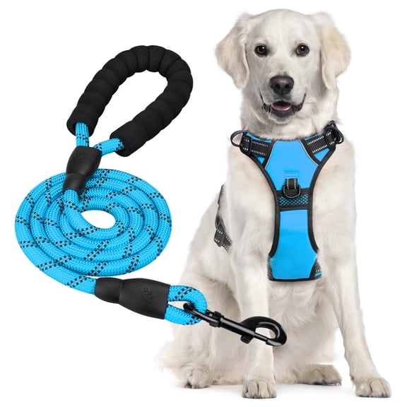PoyPet Dog Harness and Leash Combo, Escape Proof No Pull Vest Harness, Reflective Adjustable Soft Padded Pet Harness with Handle for Small to Large Dogs