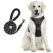 PoyPet Dog Harness and Leash Combo, Escape Proof No Pull Vest Harness, Reflective Adjustable Soft Padded Pet Harness with Handle for Small to Large Dogs