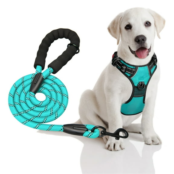 PoyPet Dog Harness and Leash Combo, Escape Proof No Pull Vest Harness, Reflective Adjustable Soft Padded Pet Harness with Handle for Small to Large Dogs