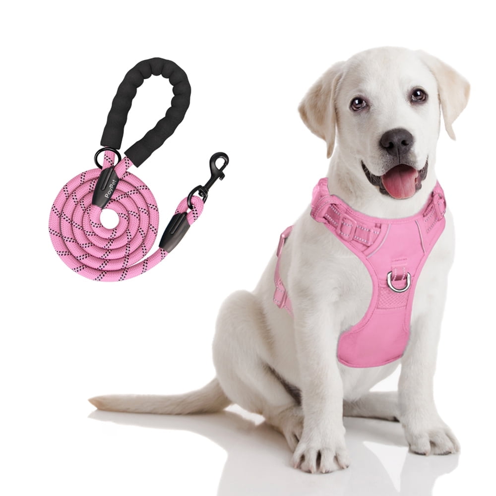 PoyPet Dog Harness and Leash Set, Reflective Soft Padded Vest ...