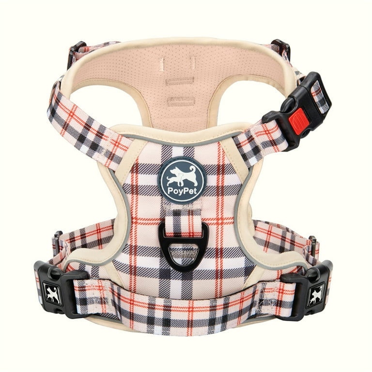 PoyPet Dog Harness No Pull Pet Harness with Easy Control Handle Adjustable Reflective No Choke Soft Pet Oxford Vest for Small Medium Large