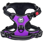 PoyPet Dog Harness No Pull,Adjustable Soft Padded Pet Vest with Easy Control Handle,No Choke Reflective Front Dog Harness for Small Medium Large Dogs,Purple S