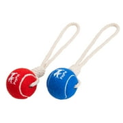 PoyPet Dog Training Ball with Rope ,Dog Rope Toys Ball with Handle for Training Pull Throw Toy tug Toy Dogs Fetch Toys ,2 Set Red and Blue