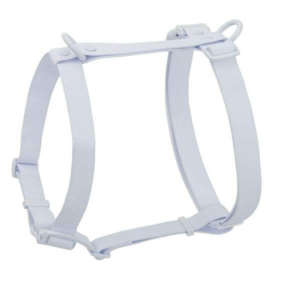 PoyPet Non-Pulling Dog Harness,Waterproof PVC Harness with 2 Leash Clips,Blue L