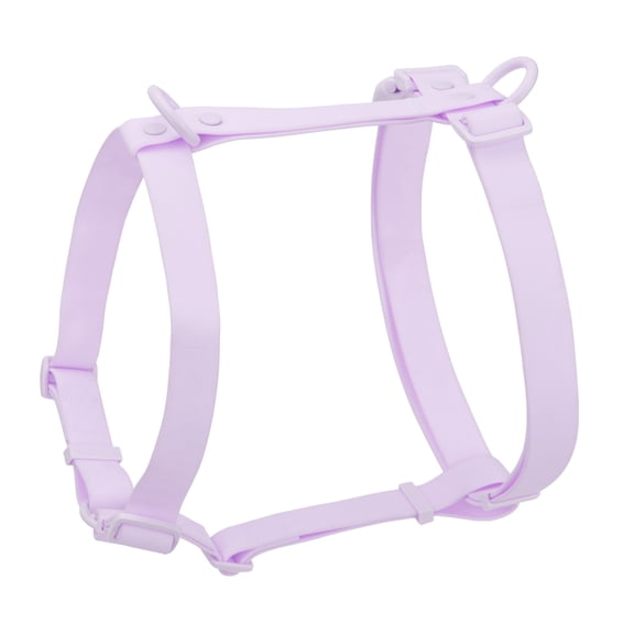 PoyPet Non-Pulling Dog Harness,Waterproof PVC Harness with 2 Leash Clips,Purple L