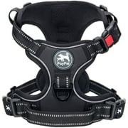 PoyPet No Pull Dog Harness,No Choke Front Lead Dog Reflective Harness,Adjustable Soft Padded Pet Vest with Easy Control Handle for Small to Large Dogs,Black M