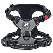 PoyPet No Pull Dog Harness,No Choke Reflective Dog Vest,Adjustable Soft Padded Pet Harness with Easy Control Handle for Small Medium Large Dogs,Gray M