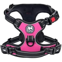 PoyPet No Pull Dog Harness,No Choke Reflective Dog Vest,Adjustable Soft Padded Pet Harness with Easy Control Handle for Small Medium Large Dogs,Pink M